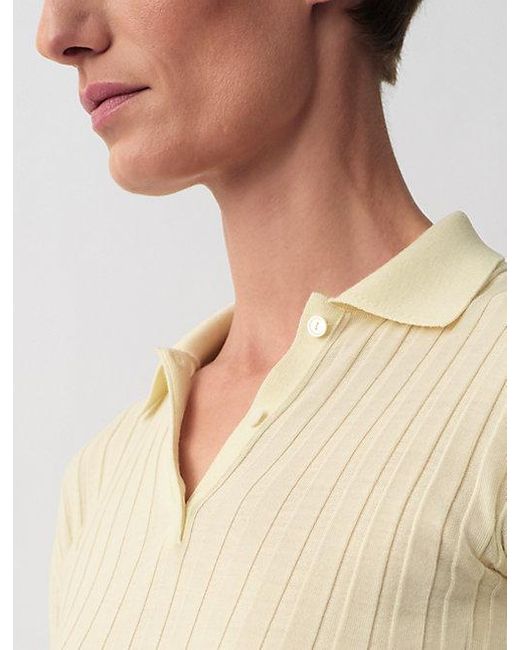 Calvin Klein White Amber Ribbed Polo Jumper