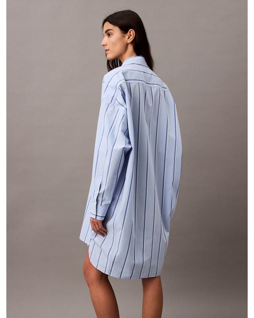 Robe-Chemise Relaxed En Coton À Rayures Calvin Klein en coloris Blue