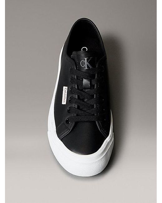 Calvin Klein Gray Jeans Leather Comfort Platform Trainers