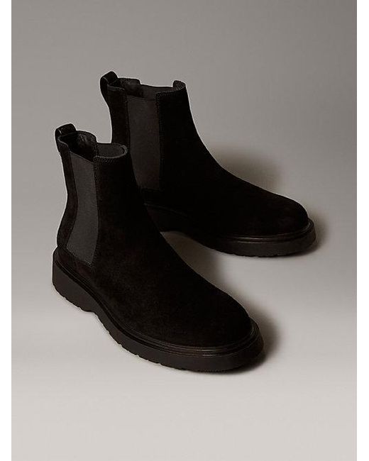 Calvin Klein Black Jeans Suede Lug Chelsea Boots for men