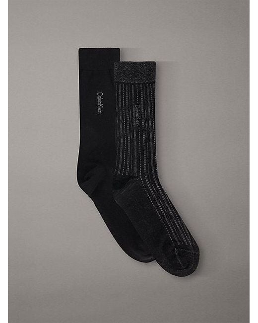 Calvin Klein Black 2 Pack Soft Stretch Stripe Crew Socks for men