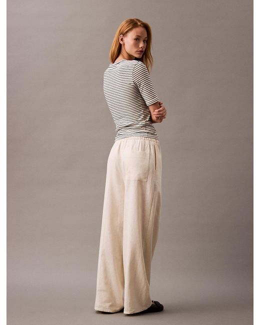 Calvin Klein Multicolor Relaxed Linen Cotton Trousers