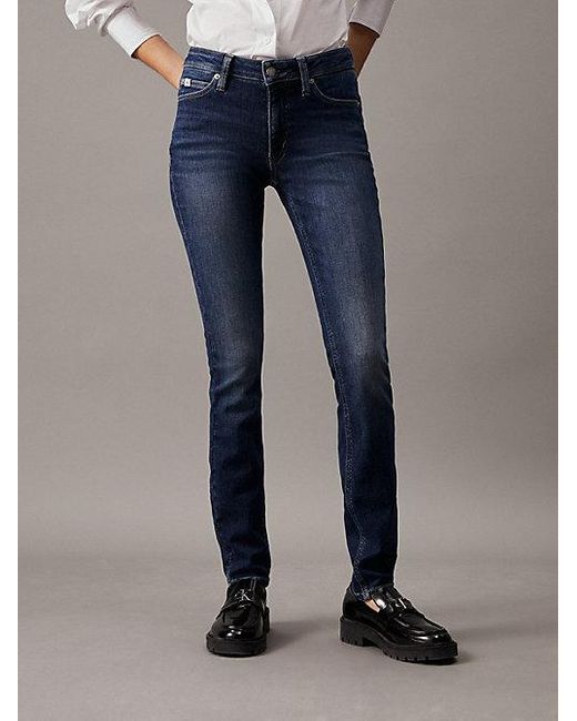 Calvin Klein Mid Rise Skinny Jeans in het Blue