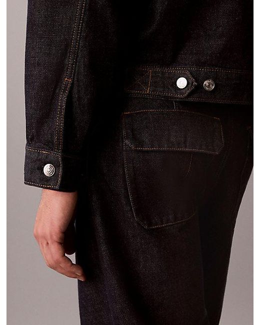 Calvin Klein Black Jeans Pleated Denim Trucker Jacket for men