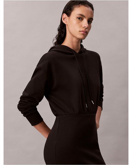 chinese dress ladies Calvin Klein Chenille Monologo Hoodie Dress In Grey Heather Women
