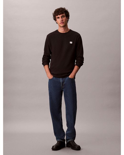 Calvin Klein Blue Long Sleeve Waffle T-Shirt for men
