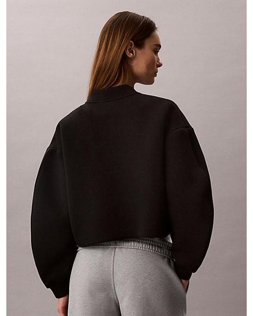 Calvin Klein Brown Jeans Cropped Tech Jersey Bomber Jacket