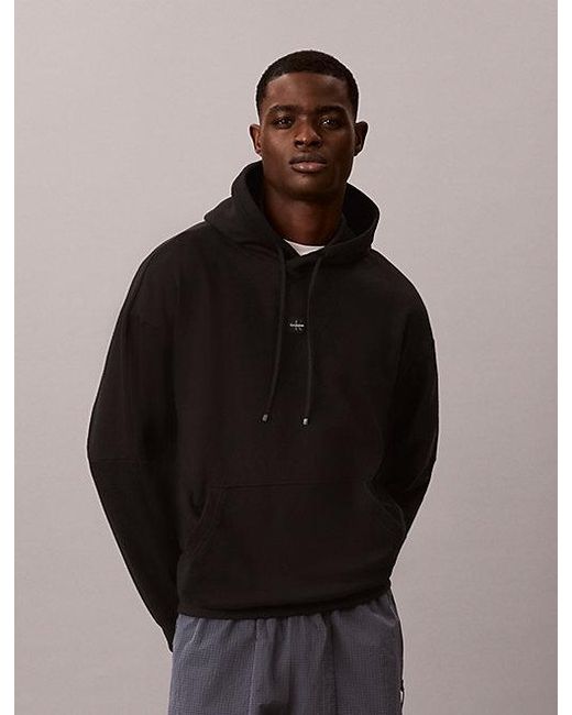 Calvin Klein Black Sport Performance Cotton Blend Hoodie for men