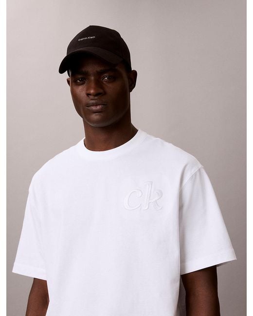 Calvin Klein White Relaxed Logo Appliqué T-Shirt for men