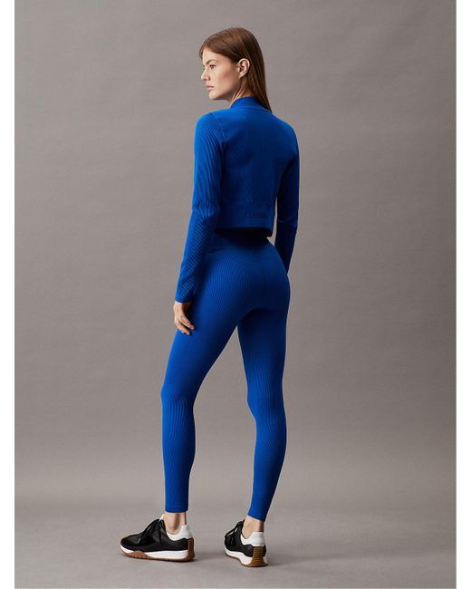 Legging de sport mi-long côtelé Calvin Klein en coloris Blue