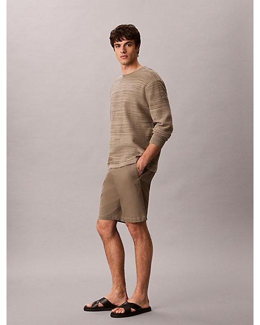 Calvin Klein Natural Jeans Cotton Canvas Drawstring Shorts for men