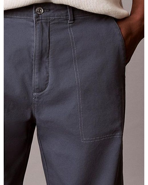 Calvin Klein Blue Jeans Relaxed Cotton Utility Trousers for men