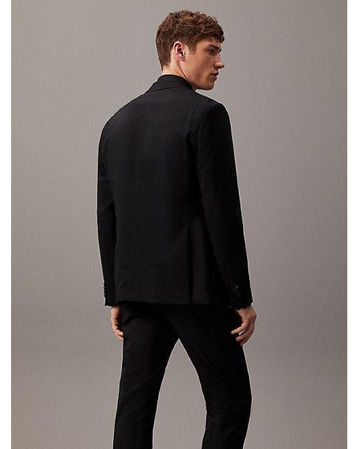 Calvin Klein Slim Single-Breasted Wol Stretch Colbert in het Gray voor heren