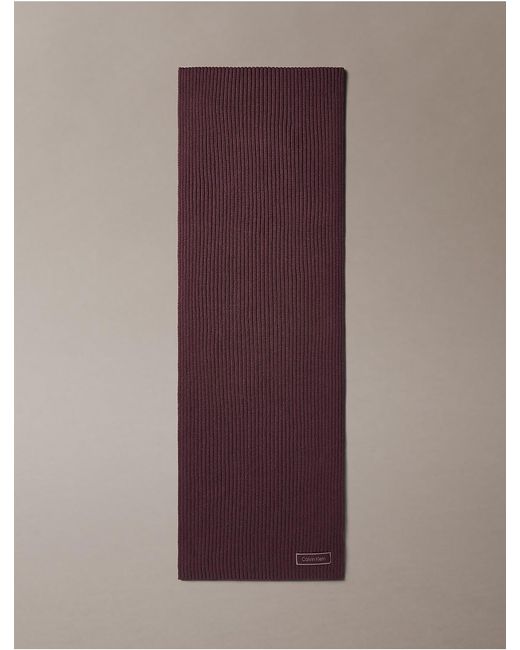 Calvin Klein Purple Logo Patch Rib Scarf