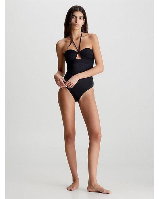 Calvin Klein Halternek Badpak - Structured in het Black