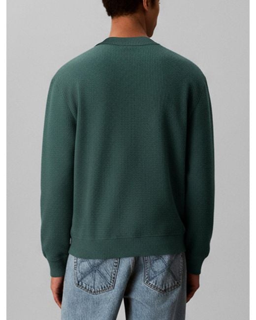 Pull En Maille Gaufrée De Coton Calvin Klein pour homme en coloris Gray