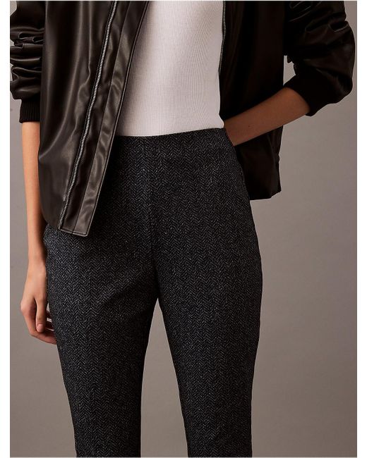 Calvin Klein Multicolor Ponte Herringbone Print Skinny Fit Pants