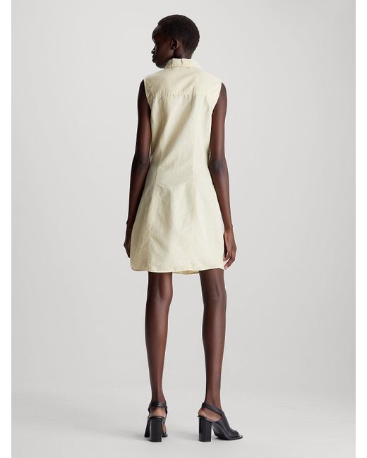 Robe sans manches en lin et coton Calvin Klein en coloris Natural