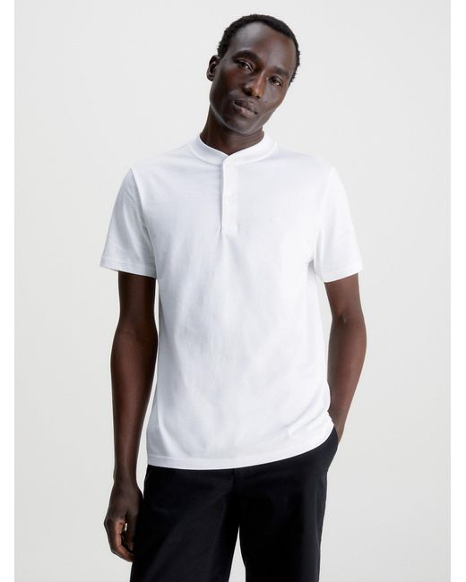 Calvin Klein Henley T-shirt in White for Men | Lyst UK