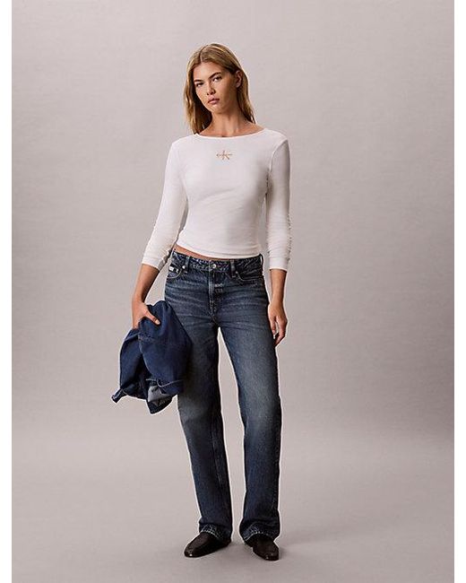 Calvin Klein Gray T-Shirt With U-Neck On The Back