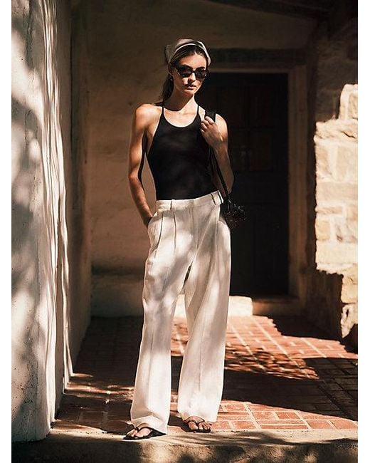 Calvin Klein Natural Linen Blend Wide Leg Trousers