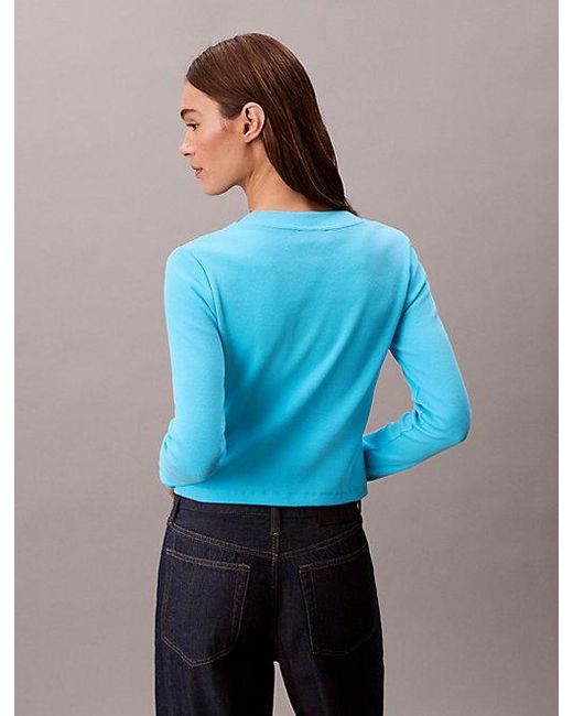 Calvin Klein Blue Jeans Monologo Long Sleeve Rib Baby Tee