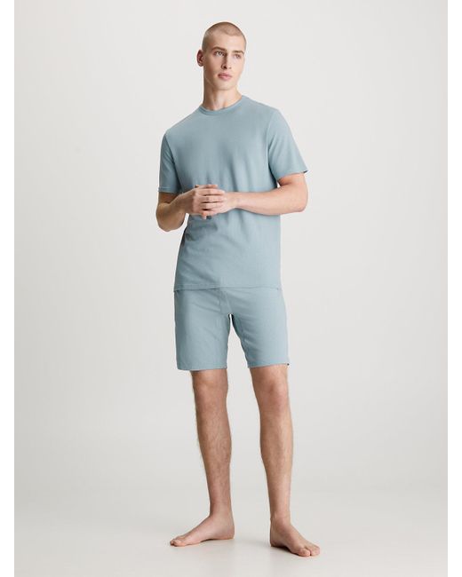 Calvin Klein Blue Shorts Pyjama Set - Cotton Stretch for men