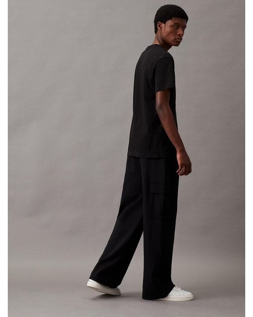 Calvin Klein Black Relaxed Milano Jersey Cargo Pants for men