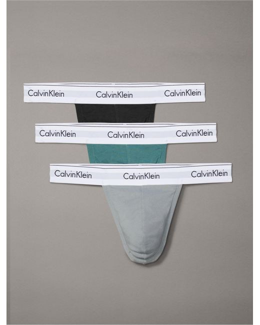 Calvin Klein Gray Modern Cotton Stretch 3-pack Thong for men