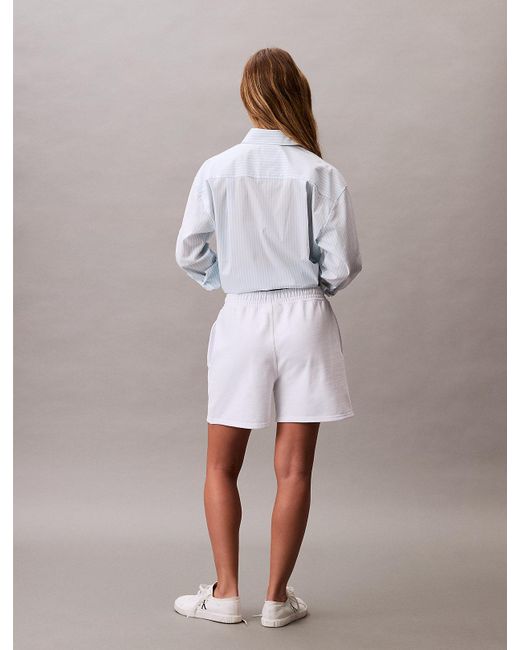 Calvin Klein White Jeans Cotton Terry Jogger Shorts