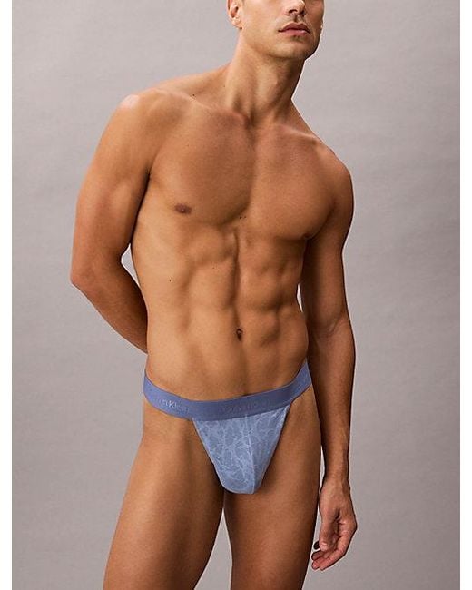 Calvin Klein Blue Thong Microfibre Lace for men