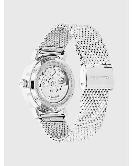 Calvin Klein Gray Skeleton Dial Automatic Watch Ck Iconic