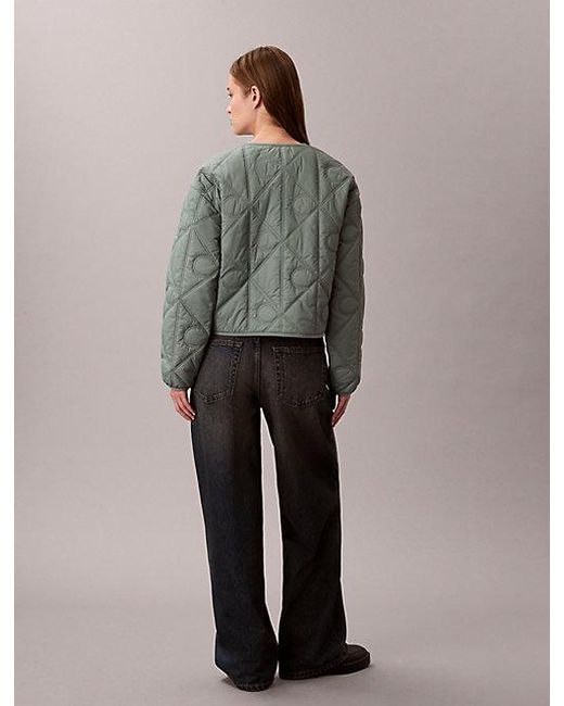 Calvin Klein Gray Jeans Allover Emblem Logo Quilted Liner Jacket