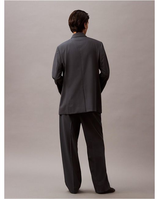 Calvin Klein Gray Pleated Wool Gabardine Blend Trouser