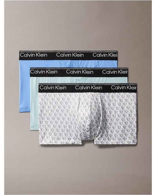 Calvin Klein Gray Micro Stretch 3-Pack Low Rise Trunk for men