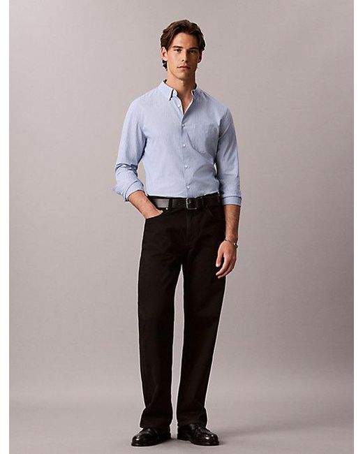 Calvin Klein Gray Jeans Oxford Cotton Button Down Shirt for men