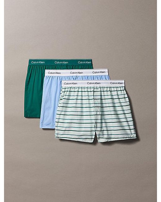 Calvin Klein Blue 3 Pack Slim Boxers for men