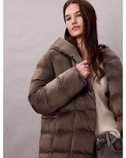 Calvin Klein Brown Shine Wrap Puffer Jacket