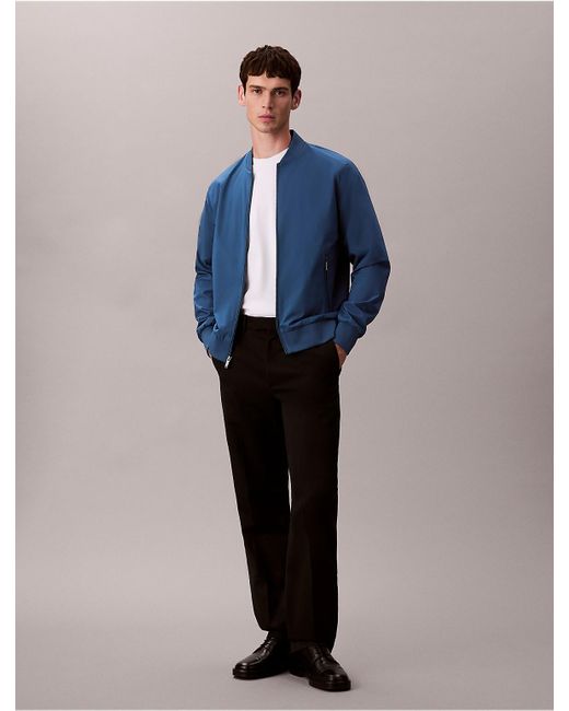 Calvin Klein Blue Matte Bomber Jacket for men