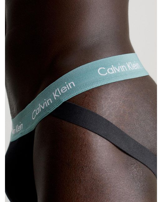 Calvin Klein Blue 3 Pack Jock Straps - Cotton Stretch for men