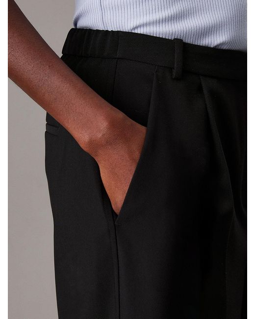 Calvin Klein Black Wide Leg Twill Trousers