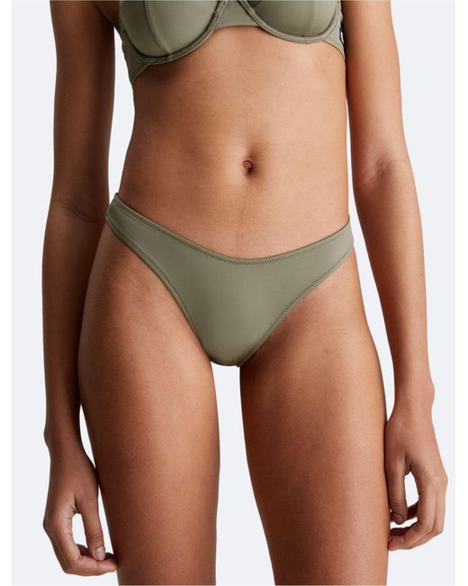 Calvin Klein Green Monogram Logo Bikini Bottom