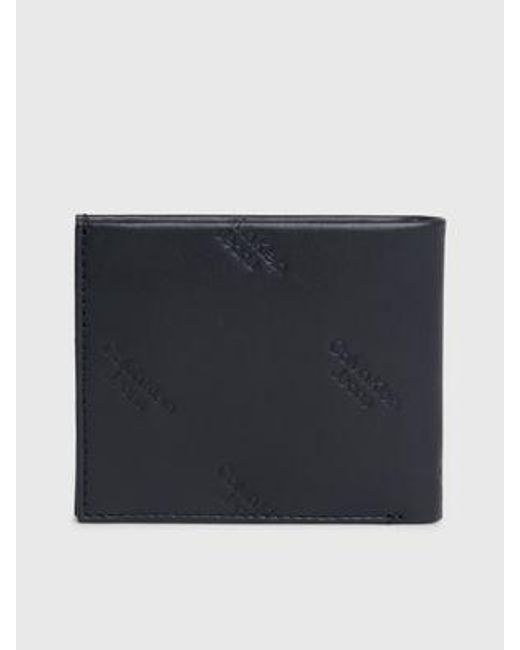 Calvin Klein Leren Rfid Portemonnee Met Logo, In Tweeën in het Black voor heren