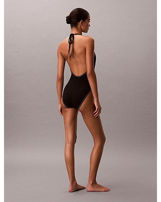 Calvin Klein Plunge Badpak in het Brown