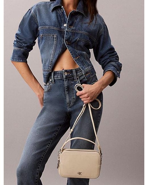 Calvin Klein Natural Monogram Logo Crossbody Camera Bag