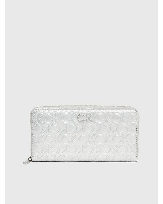 Calvin Klein White Großes RFID-Portemonnaie mit Rundum-Reißverschluss