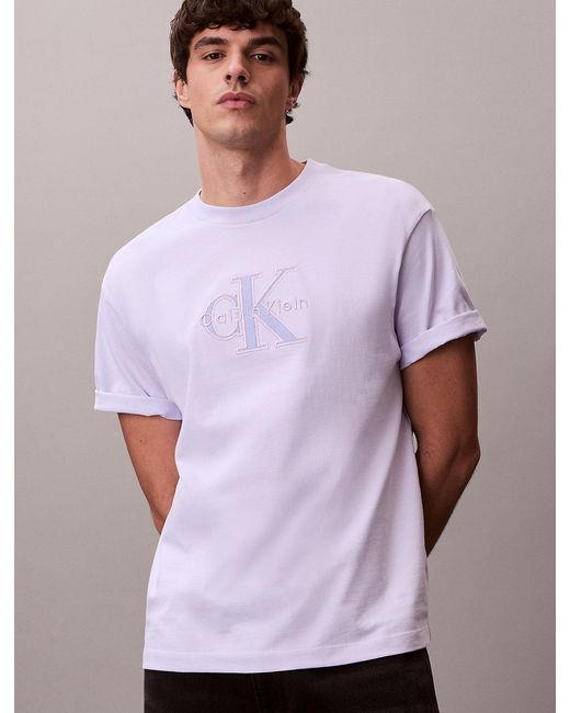 Calvin Klein Purple Relaxed Logo Appliqué T-Shirt for men