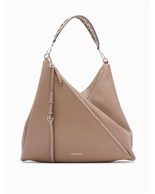 Calvin Klein Geo Hobo Bag in Taupe (Brown) Lyst