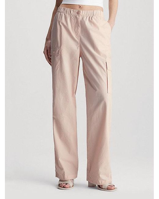 Pantalón cargo recto de algodón Calvin Klein de color Pink