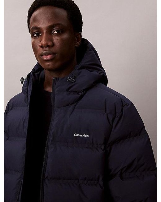 Calvin Klein Blue Channelled Down Puffer Coat for men